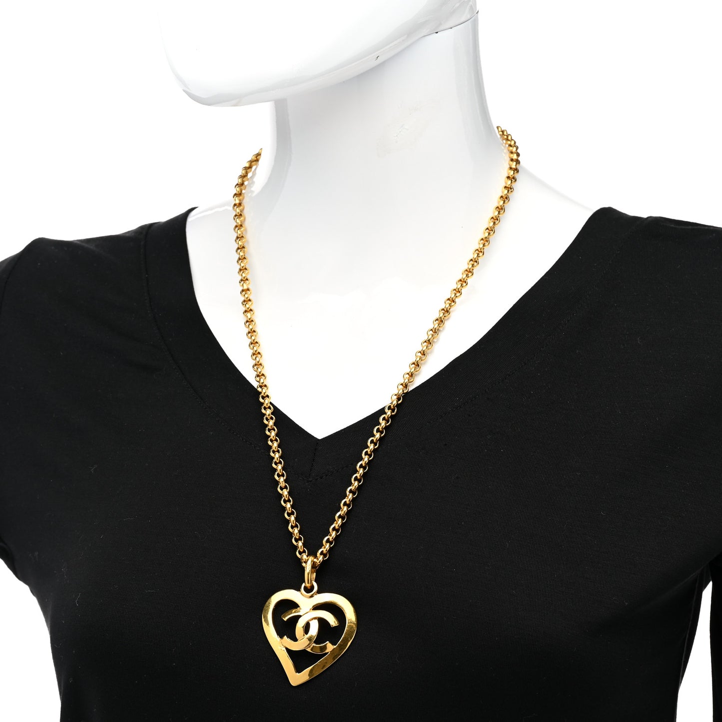 CC Heart Chain Pendant Necklace Gold