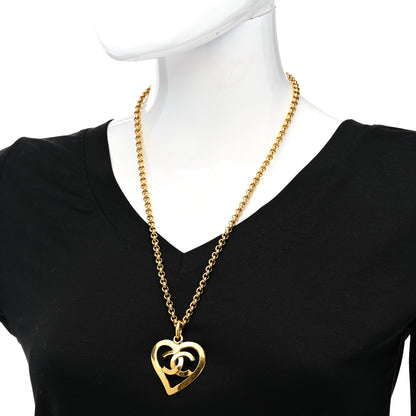 Chanel CC Heart Chain Pendant Necklace Gold 2 of 6