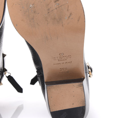 Valentino Garavani Grained Calfskin Rockstud Single Buckle 35mm Cowboy Ankle Boots 36.5 Black 6 of 8