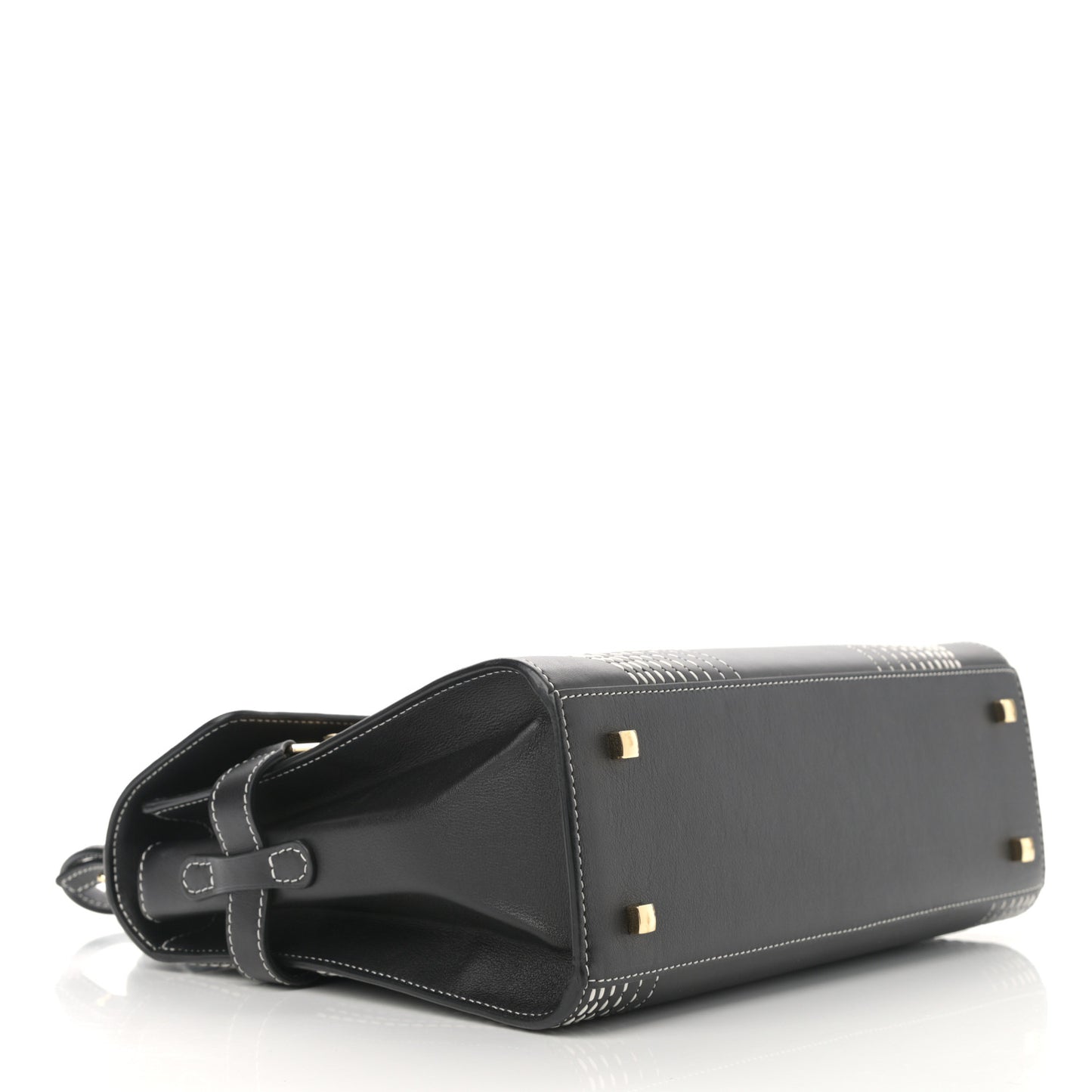 Calfskin Stitch MM Tempete Satchel Black