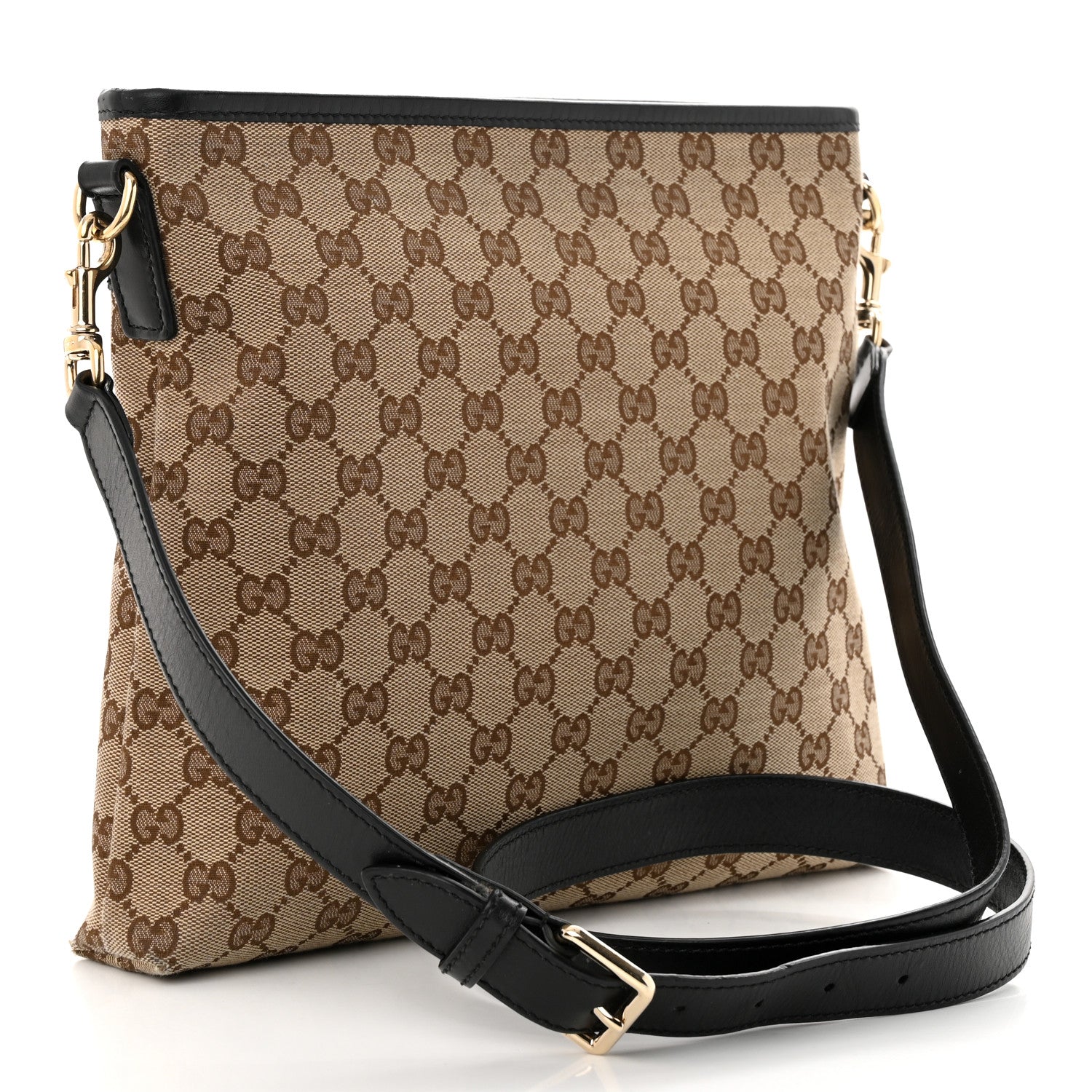 Gucci GG Monogram Web Flat Messenger Bag Black 3 of 10