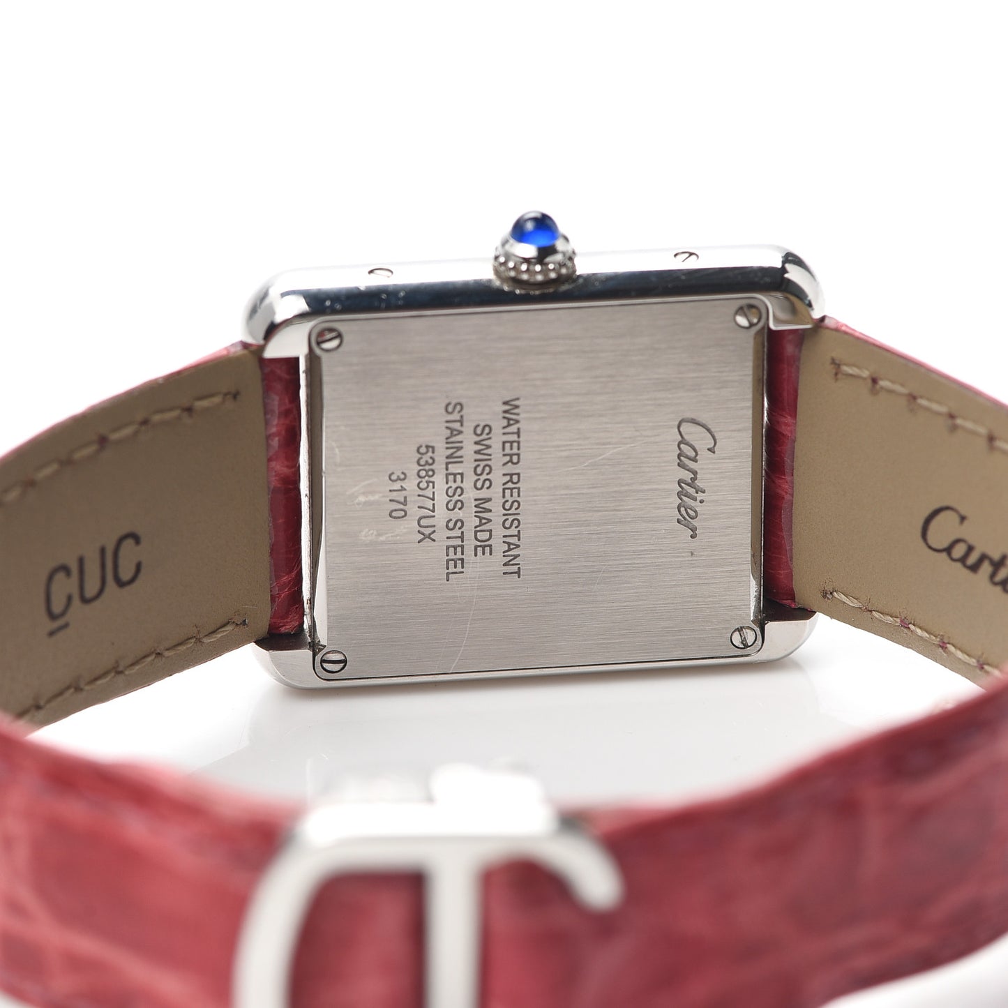 Stainless Steel Alligator 24mm Tank Solo Quartz Watch Red