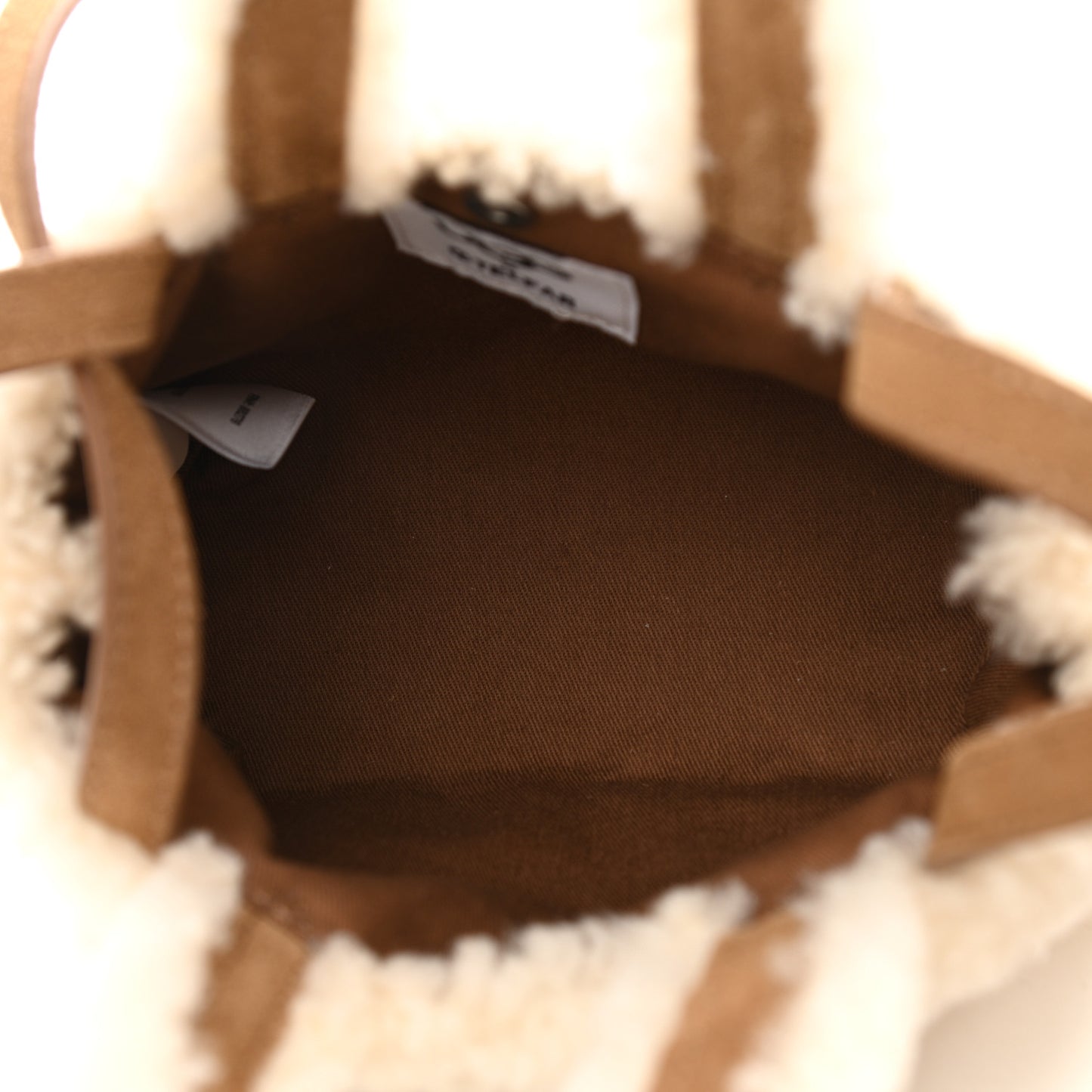 X UGG Suede Shearling Reverse Small Shopping Bag Natural
