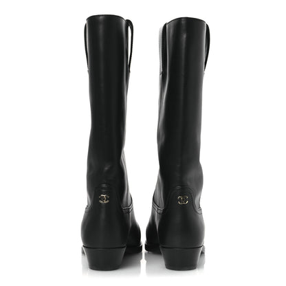 Chanel Calfskin CC High Boots 39.5 Black 6 of 13
