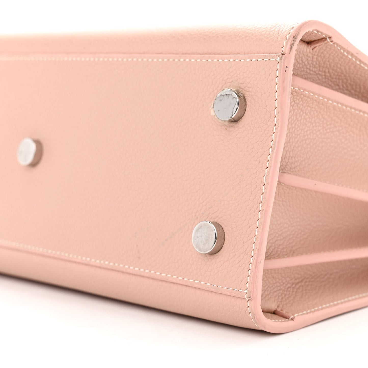 Grained Calfskin Topstich Baby Sac De Jour Antique Rose