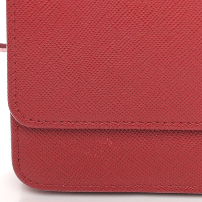Prada Saffiano Metal Flap Wallet With Strap Fuoco 14 of 15