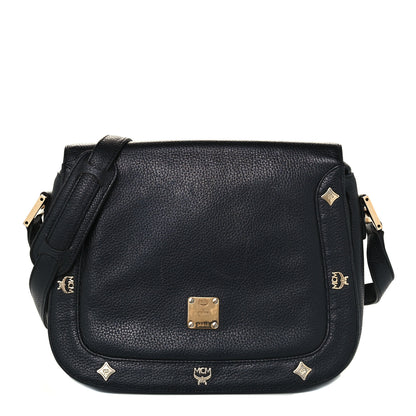 MCM Grained Calfskin Studded Crossbody Bag Black 1 of 9
