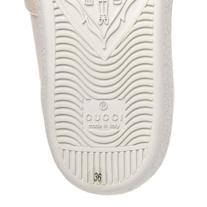 Gucci Calfskin Stripe Womens New Ace Sneakers 36 New Mystic White Ecru Red Flame 8 of 10