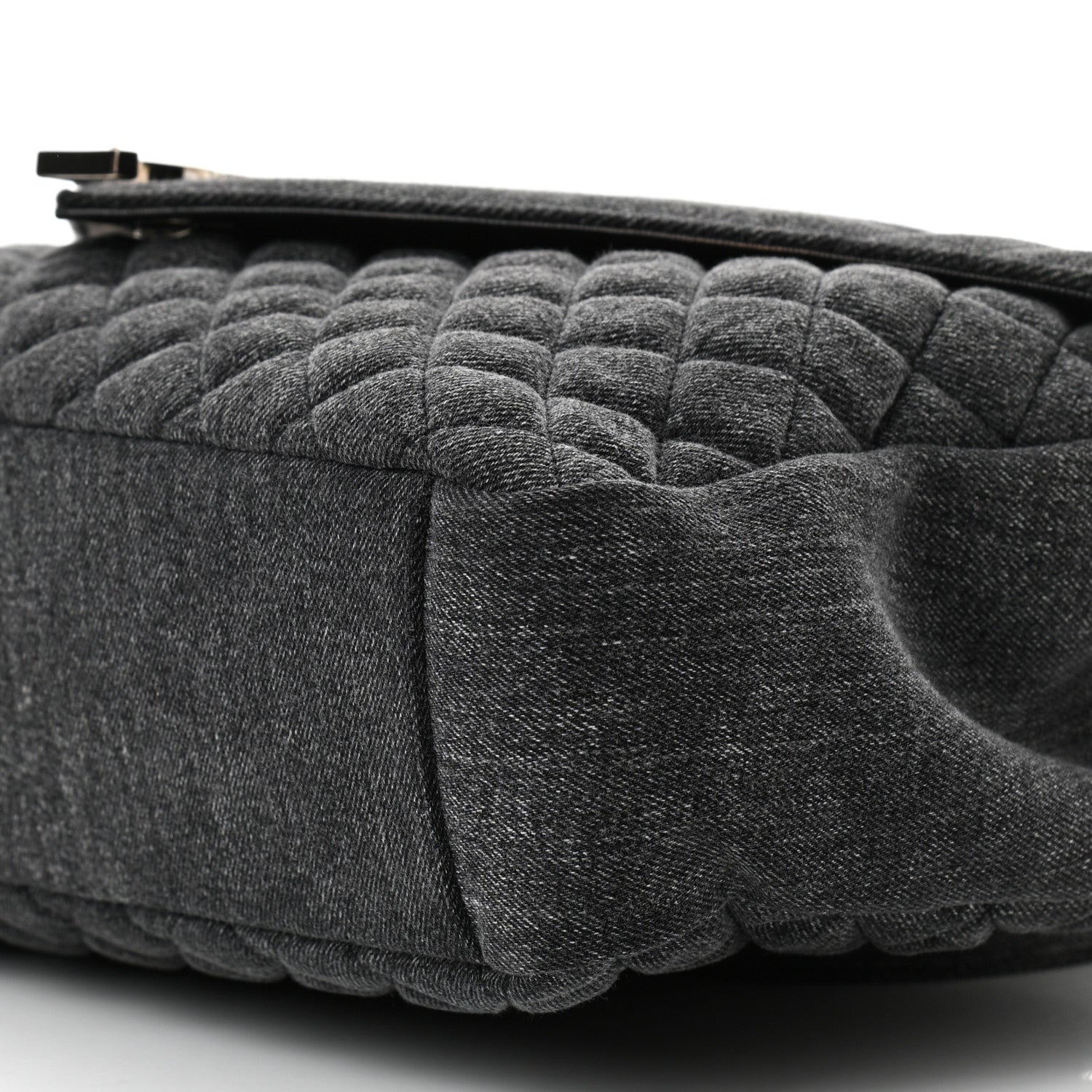 Saint Laurent Denim Mixed Matelasse Triquilt Large Monogram Envelope Satchel Black 9 of 10