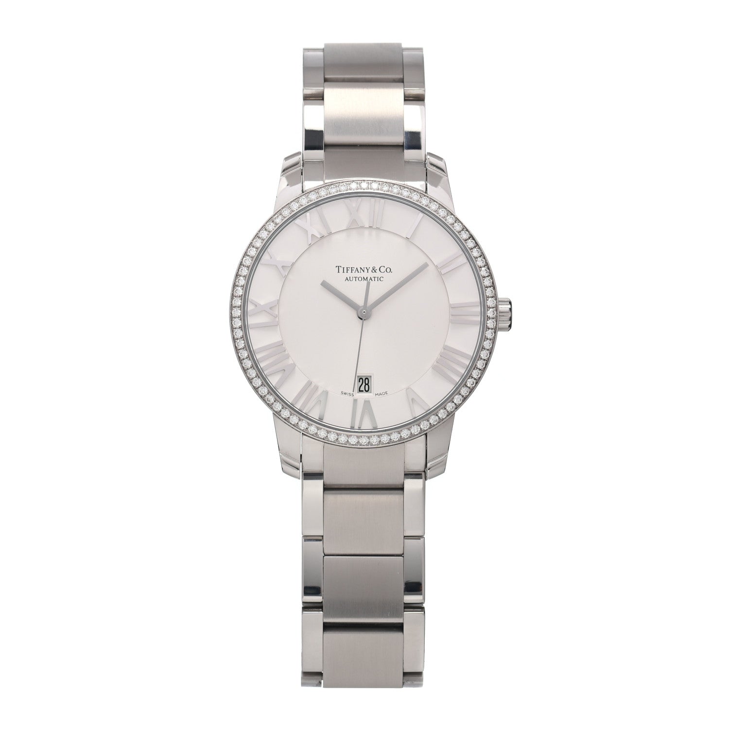 Tiffany Stainless Steel Diamond Bezel 37mm Atlas 3-Hand Automatic Watch 1 of 4