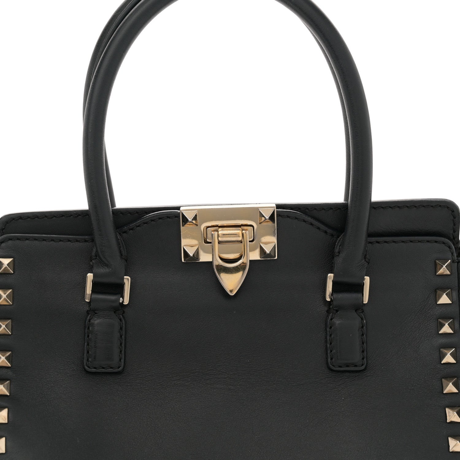 Valentino Garavani Vitello Small Rockstud Double Handle Tote Black 8 of 12