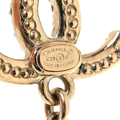 Chanel Pearl Crystal CC Drop Earrings Gold 4 of 5