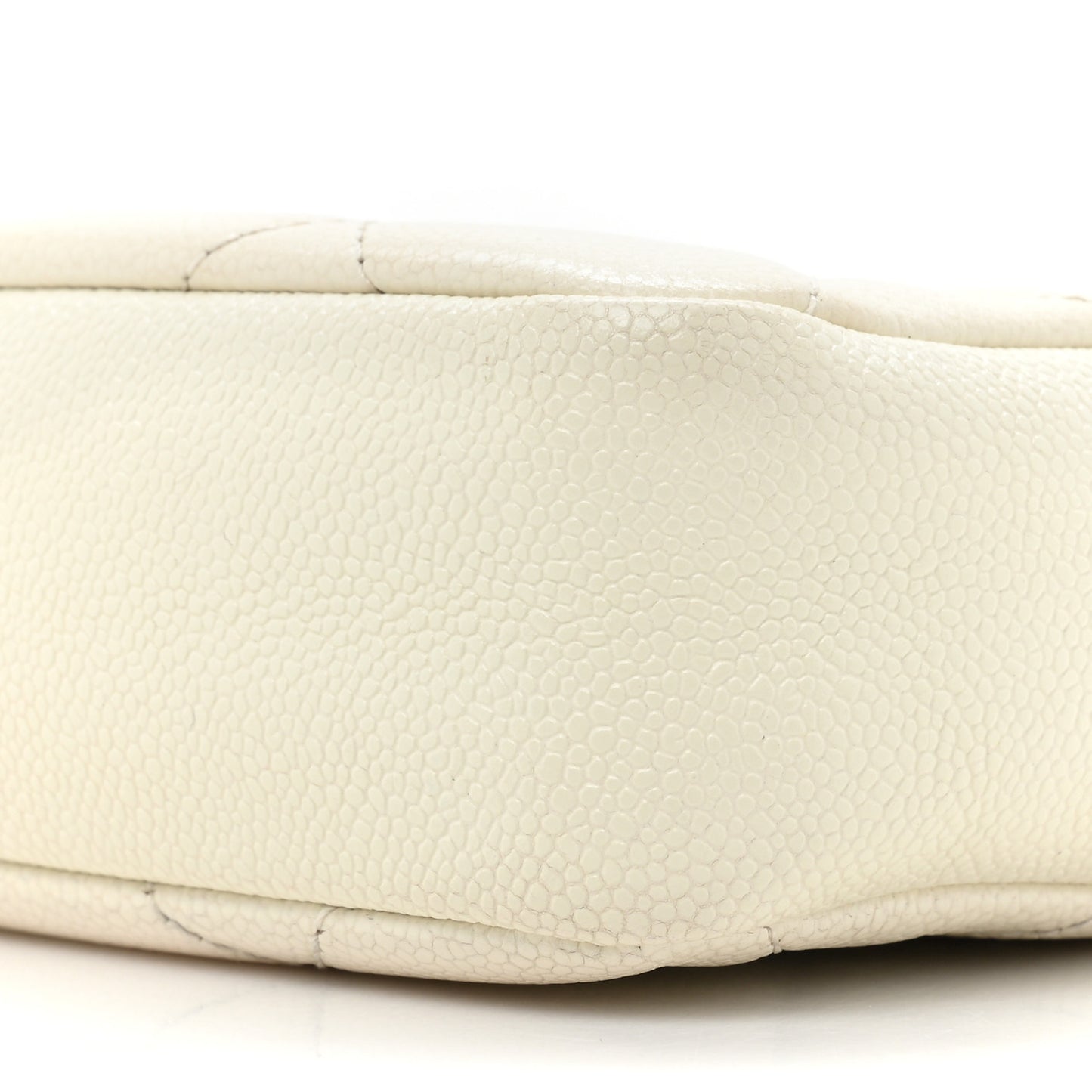 Shiny Caviar Quilted Chain Melody Camera Bag White