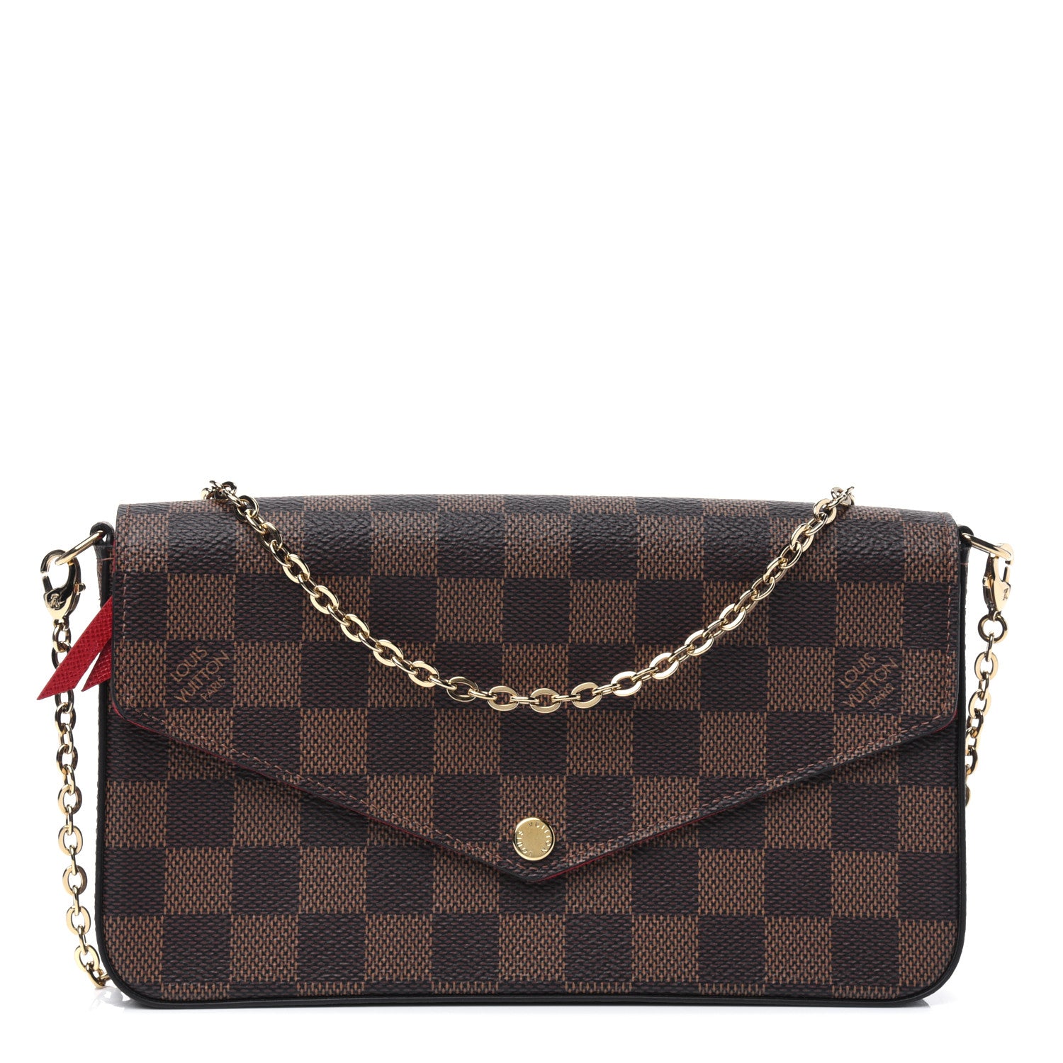 Louis Vuitton Damier Ebene Pochette Felicie Chain Wallet 1 of 11
