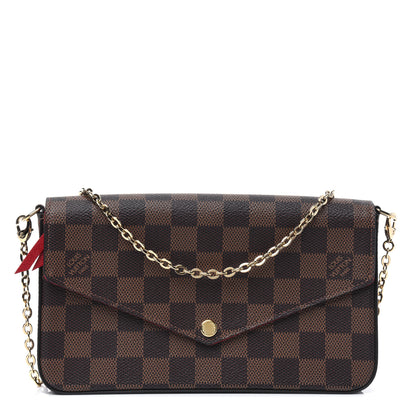 Louis Vuitton Damier Ebene Pochette Felicie Chain Wallet 1 of 11