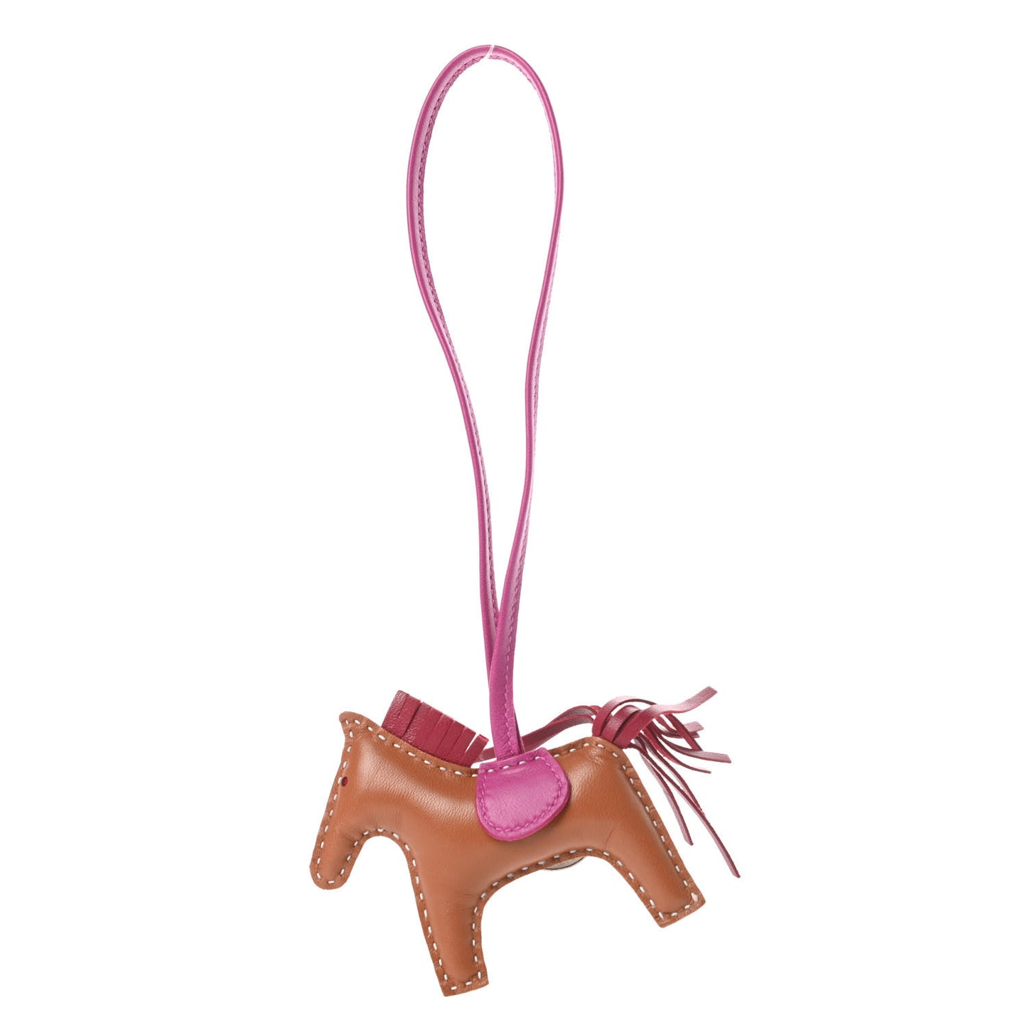 Milo Lambskin Grigri Rodeo Horse Bag Charm PM Sesame Grenat Rose Poupre