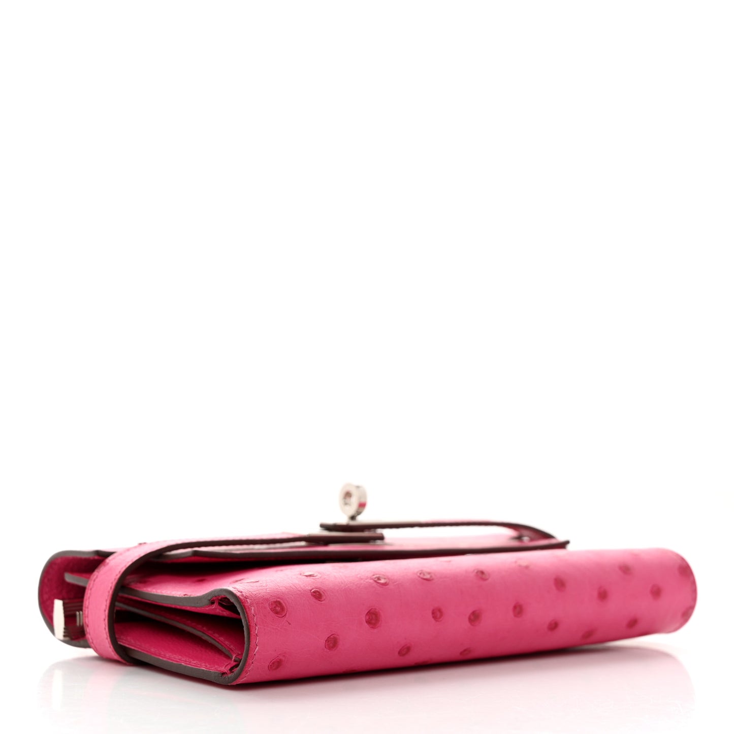Ostrich Kelly Medium Wallet Rose Tyrien
