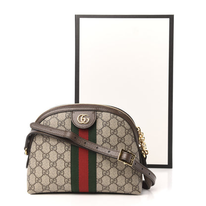 Gucci GG Supreme Monogram Textured Dollar Calfskin Web Small Ophidia Dome Shoulder Bag Beige Ebony New Acero 12 of 12
