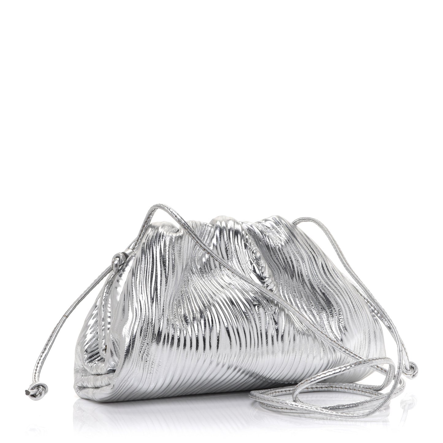 Metallic Bark Calfskin The Mini Pouch Silver