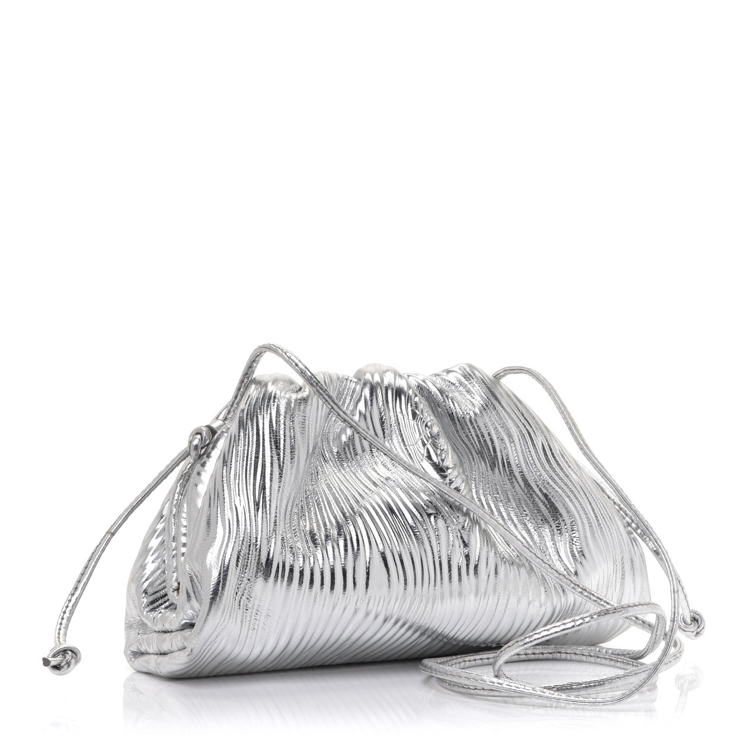 Bottega Veneta Metallic Bark Calfskin The Mini Pouch Silver 3 of 10