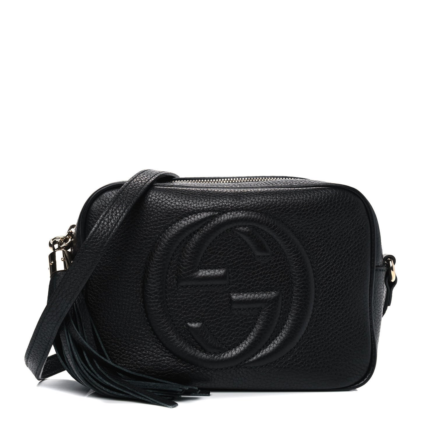 Pebbled Calfskin Small Soho Disco Bag Black