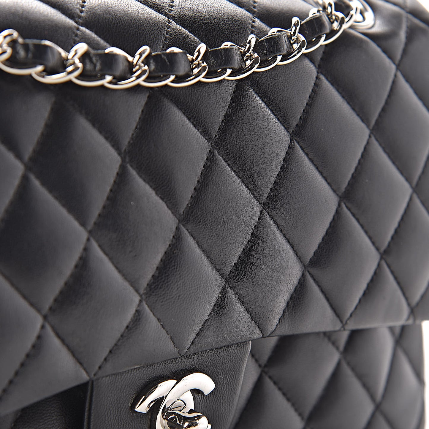 Lambskin Quilted Medium Double Flap Black