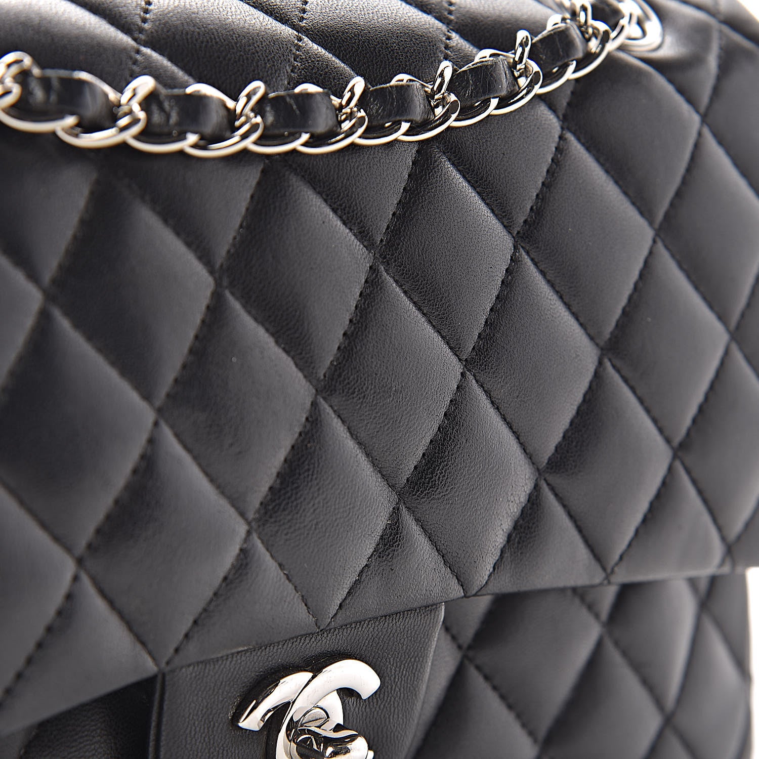 Chanel Lambskin Quilted Medium Double Flap Black 19 of 25