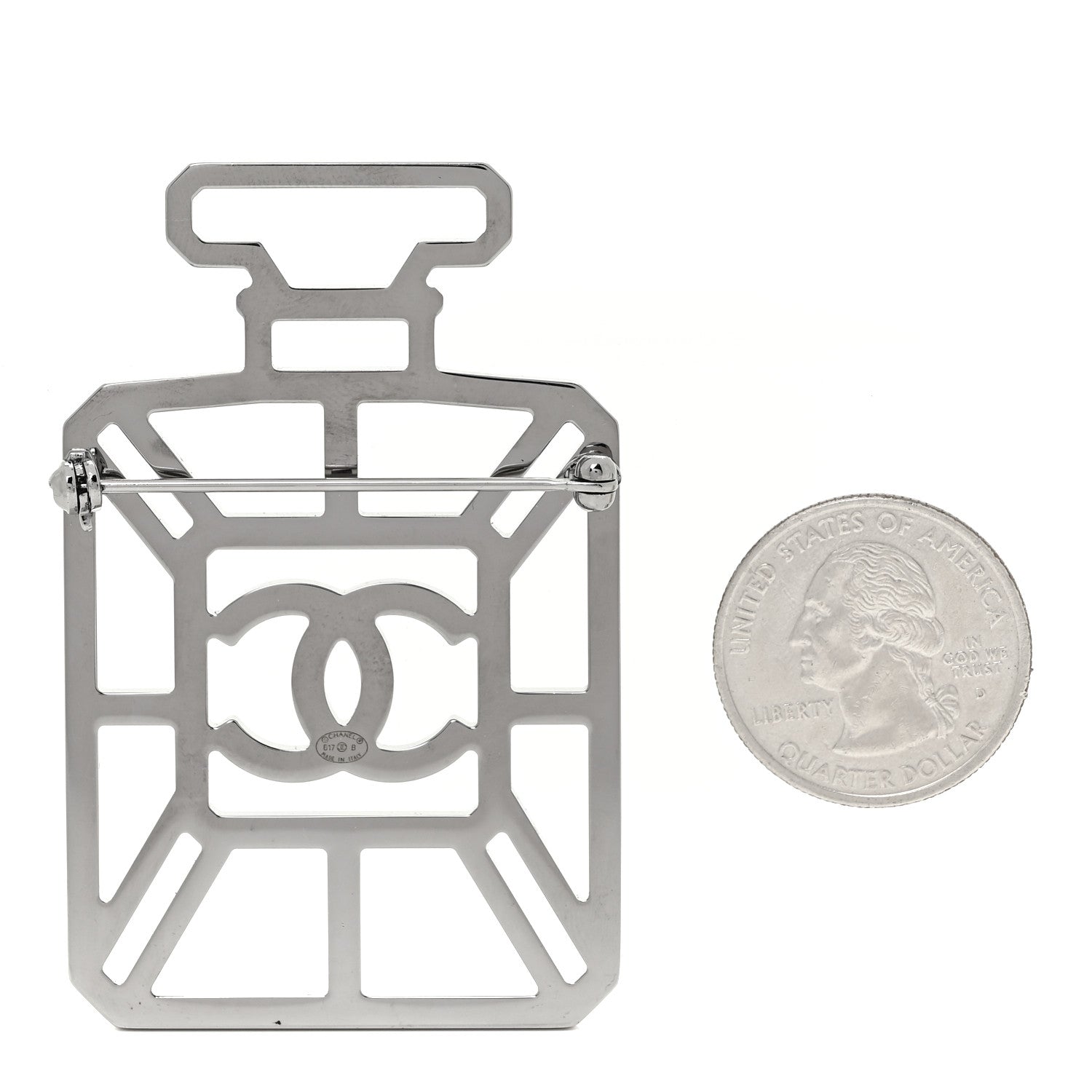 Chanel Ruthenium Crystal Perfume Bottle CC Brooch Iridescent Pink 2 of 4