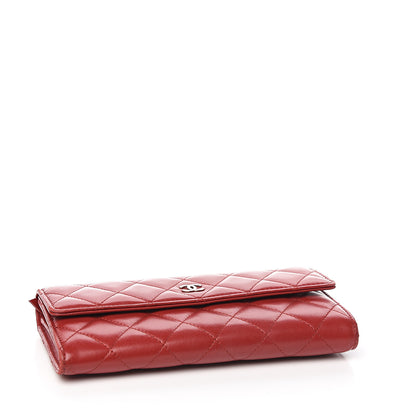 Chanel Lambskin Quilted Large Gusset Flap Wallet Red 3 of 9