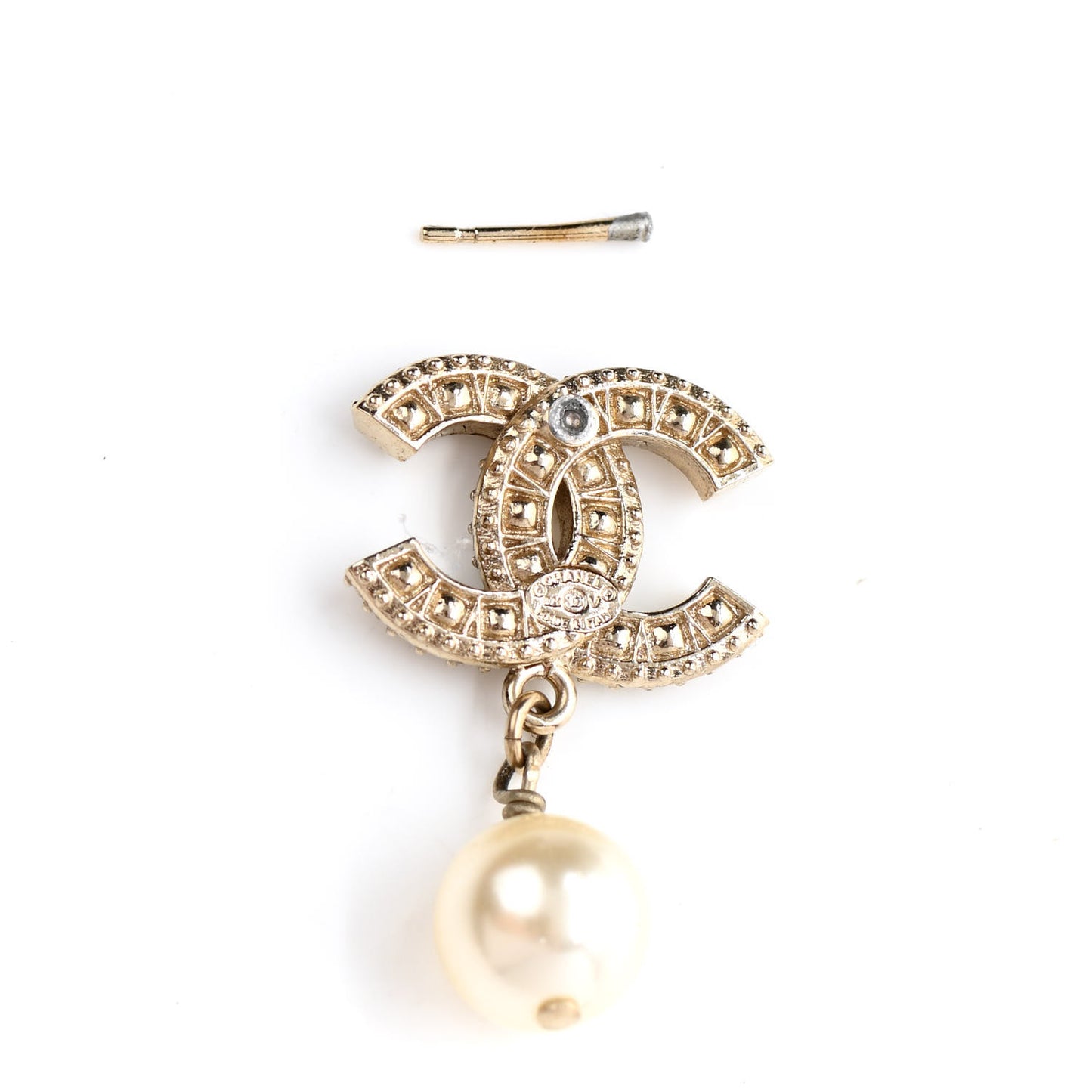 Crystal Pearl CC Drop Earrings Gold