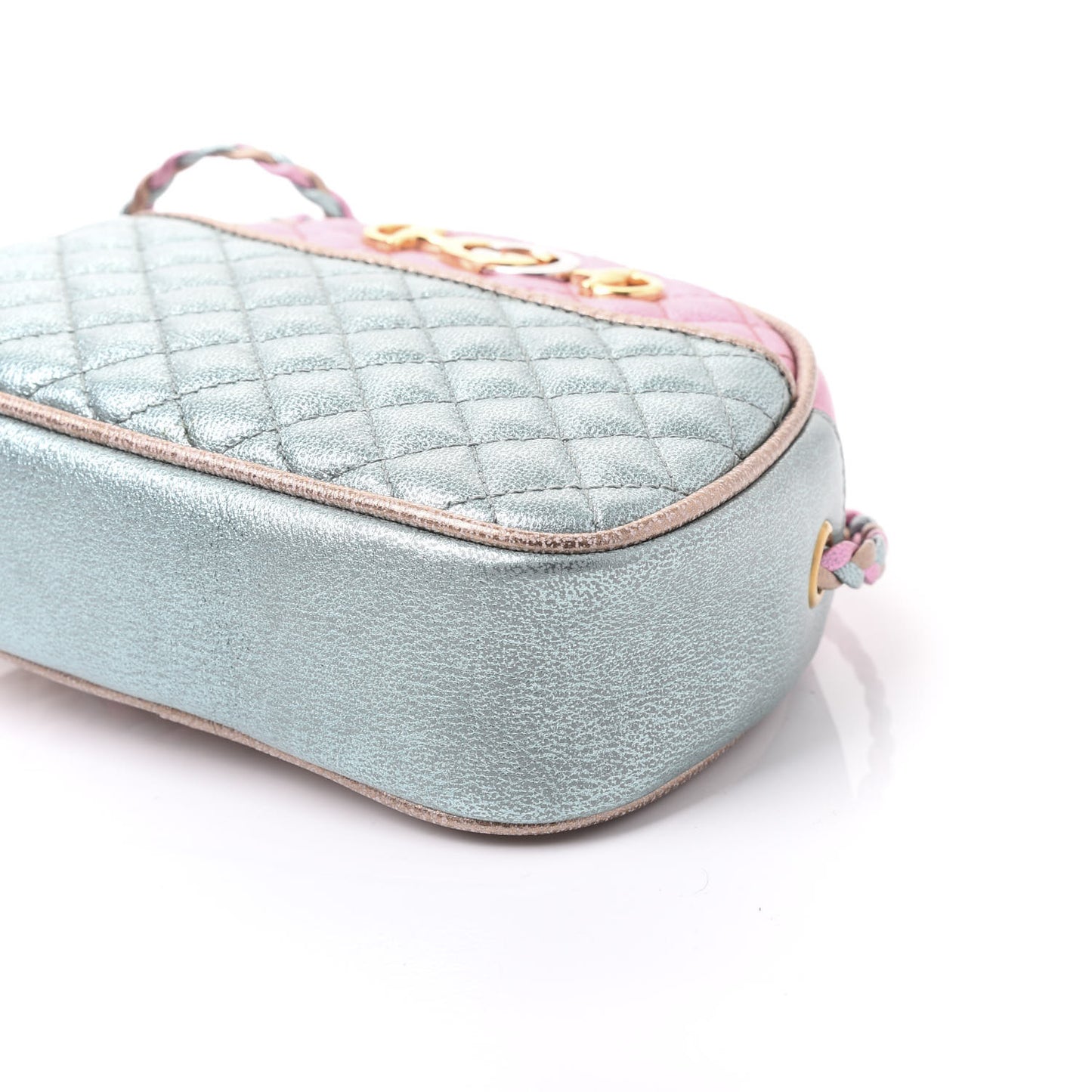Laminated Nappa Trapuntata Mini Zumi Dome Shoulder Bag Rosa Lago Rame