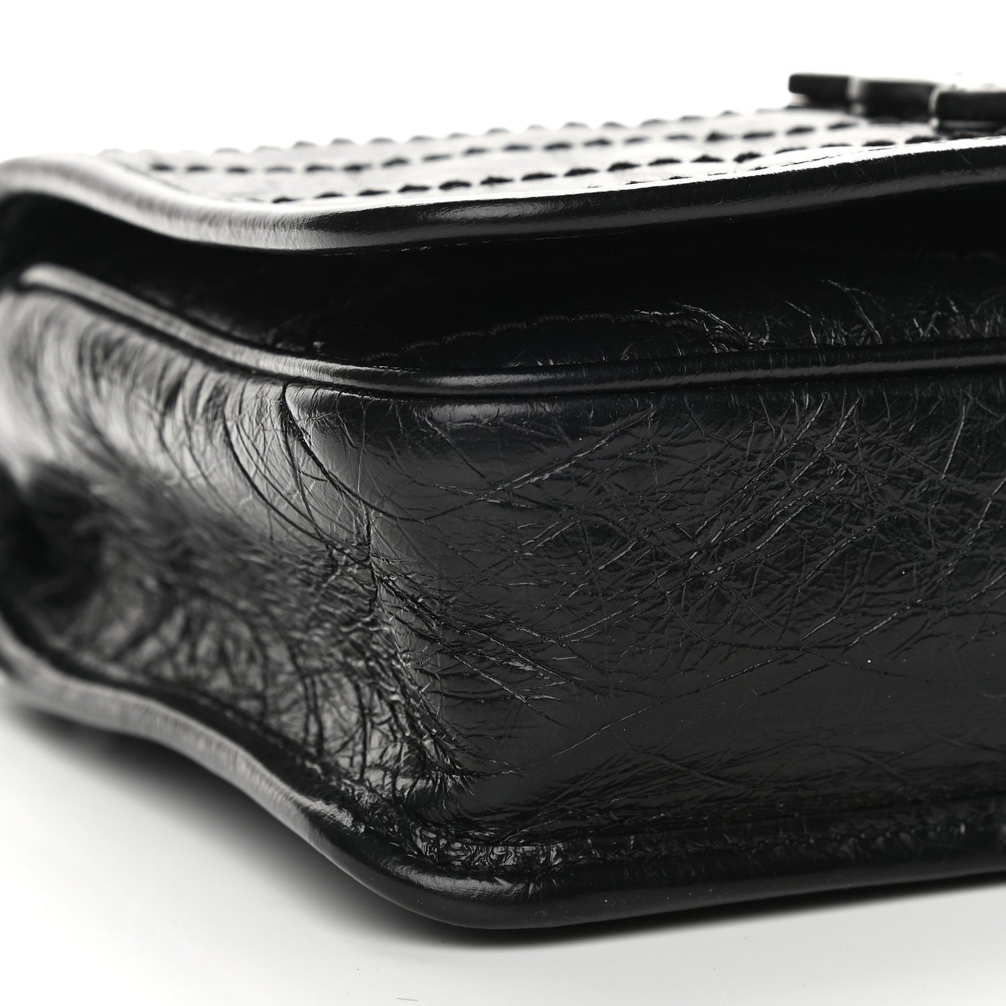 Crinkled Calfskin Matelasse Monogram Niki Chain Wallet Black