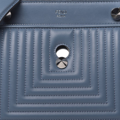 Fendi Shiny Nappa Trapuntata Small DotCom Click Top Handle Chain Satchel Blue 8 of 10