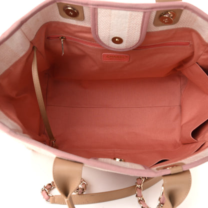 Chanel Mixed Fibers Calfskin Striped Medium Deauville Tote Light Pink 5 of 12