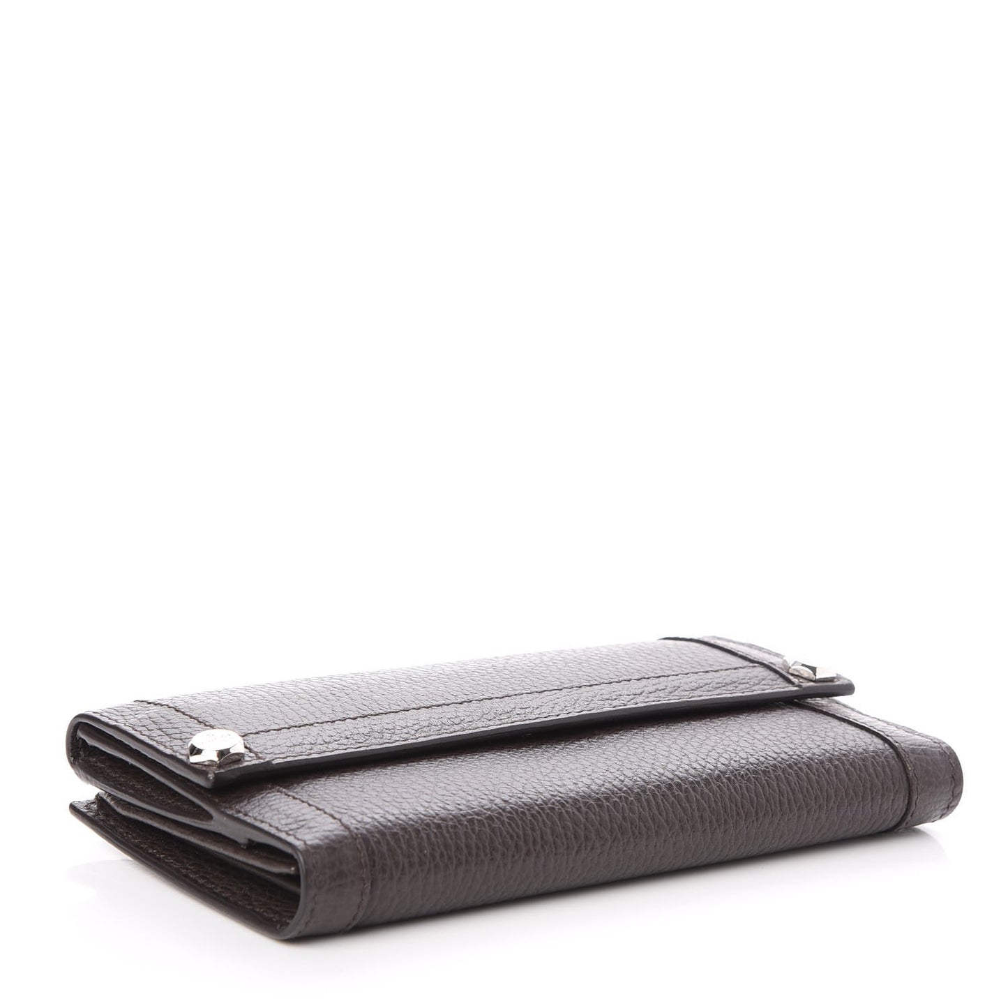 Calfskin Continental Charmy Wallet Dark Brown