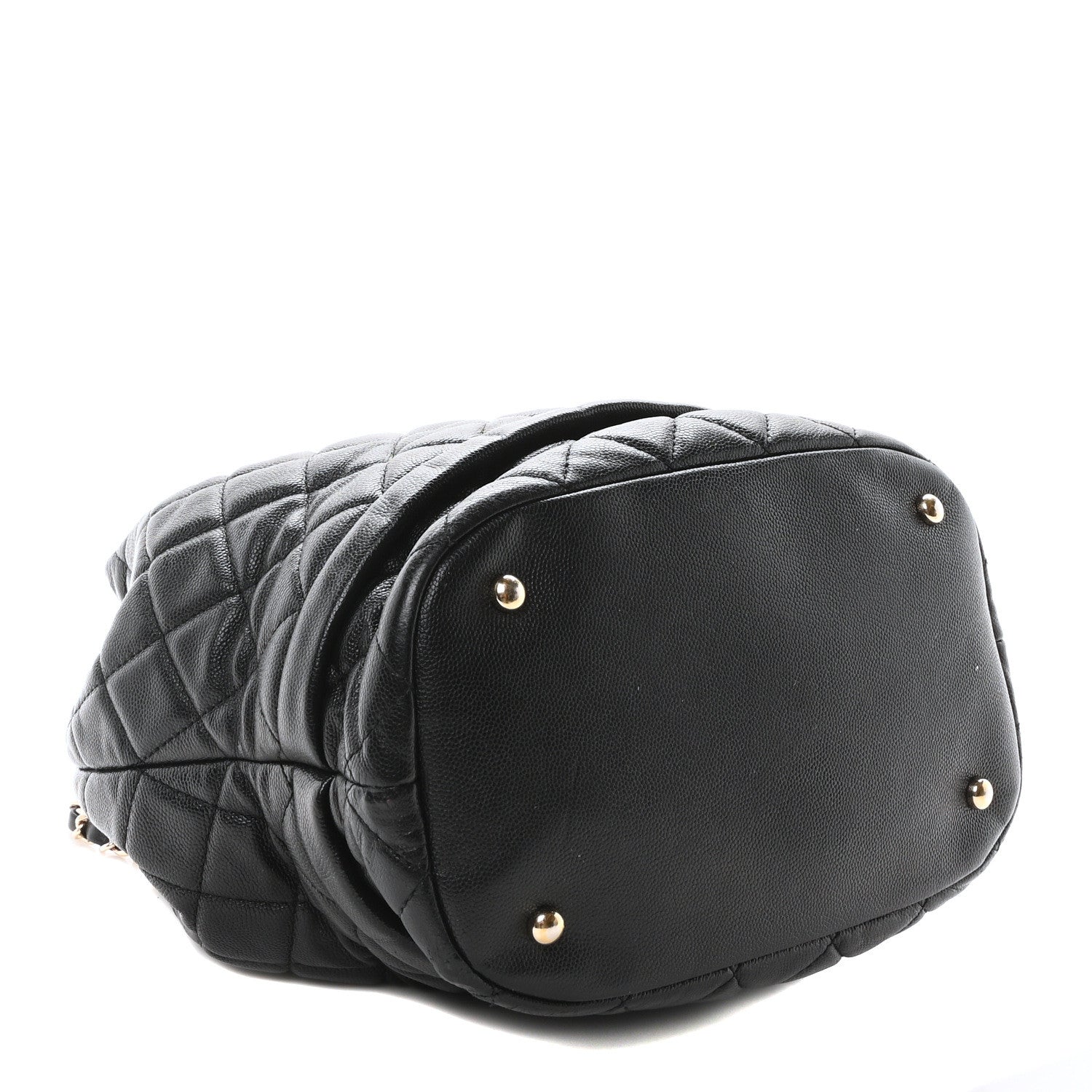 Chanel Caviar Quilted Large Rolled Up Bucket Drawstring Bag Black 4 of 10