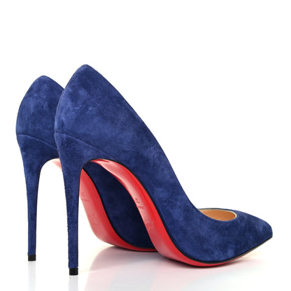 Christian Louboutin Veau Velours Pigalle Follies 100 Pumps 37 Metal Blue 3 of 4