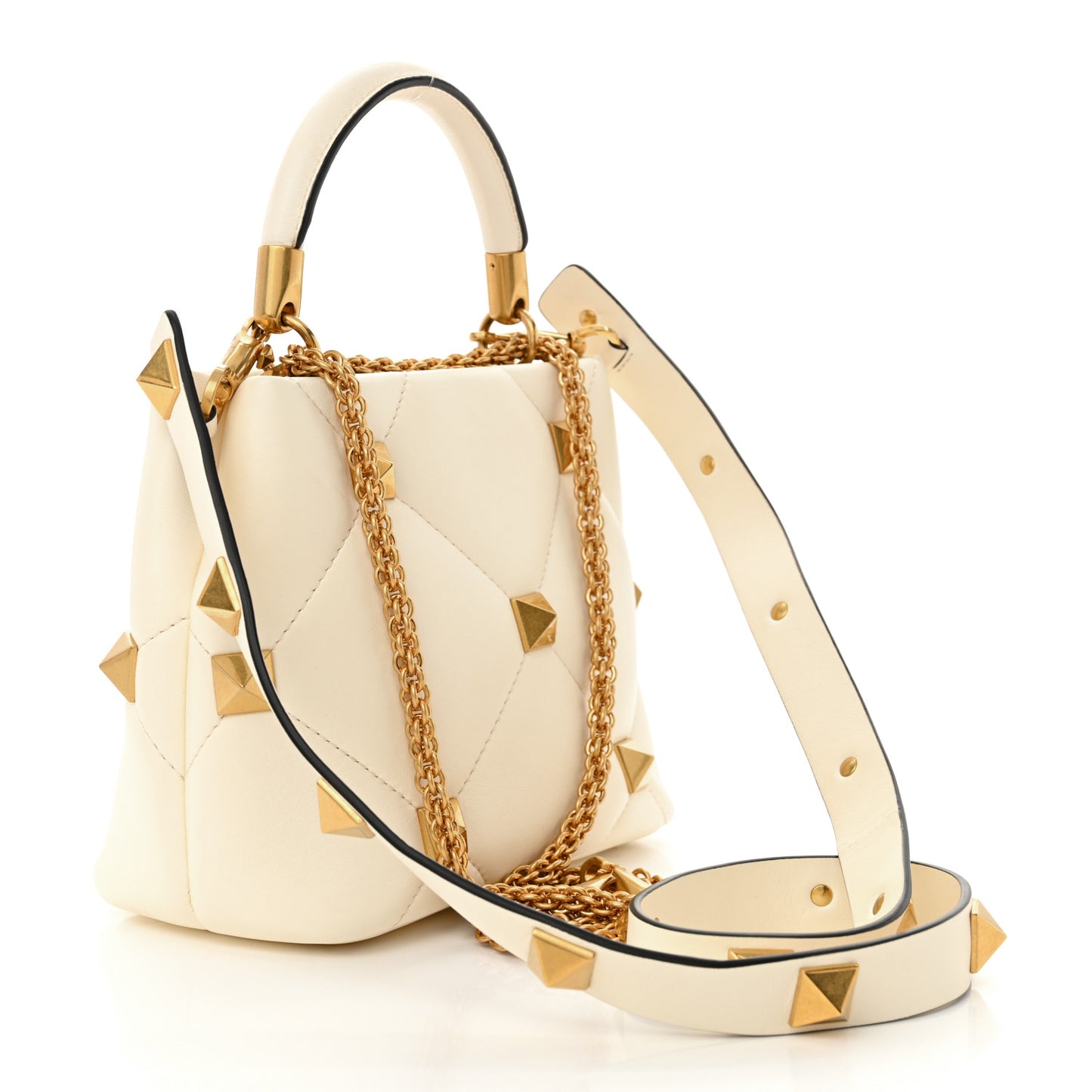 Nappa Small Roman Stud The Handle Bag Ivory