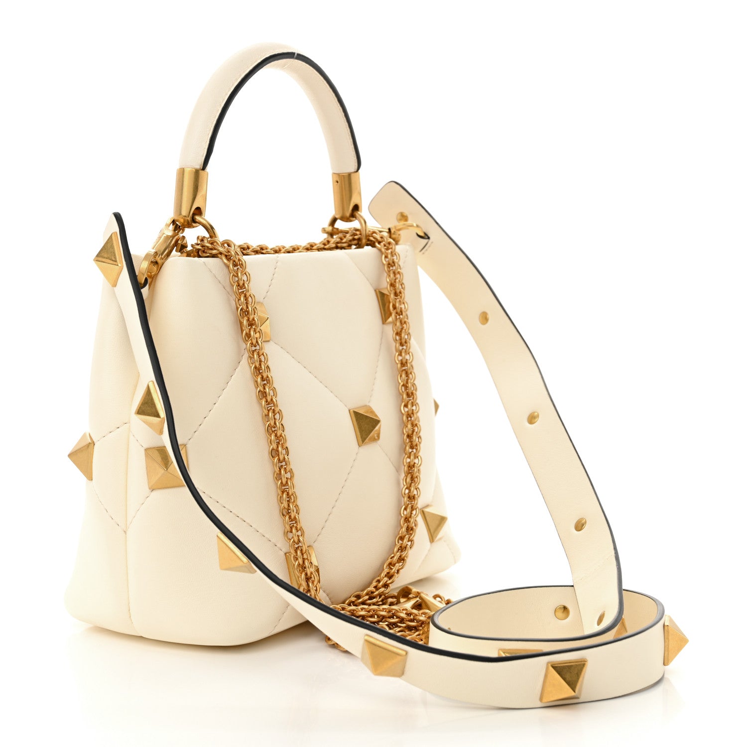 Valentino Garavani Nappa Small Roman Stud The Handle Bag Ivory 3 of 10