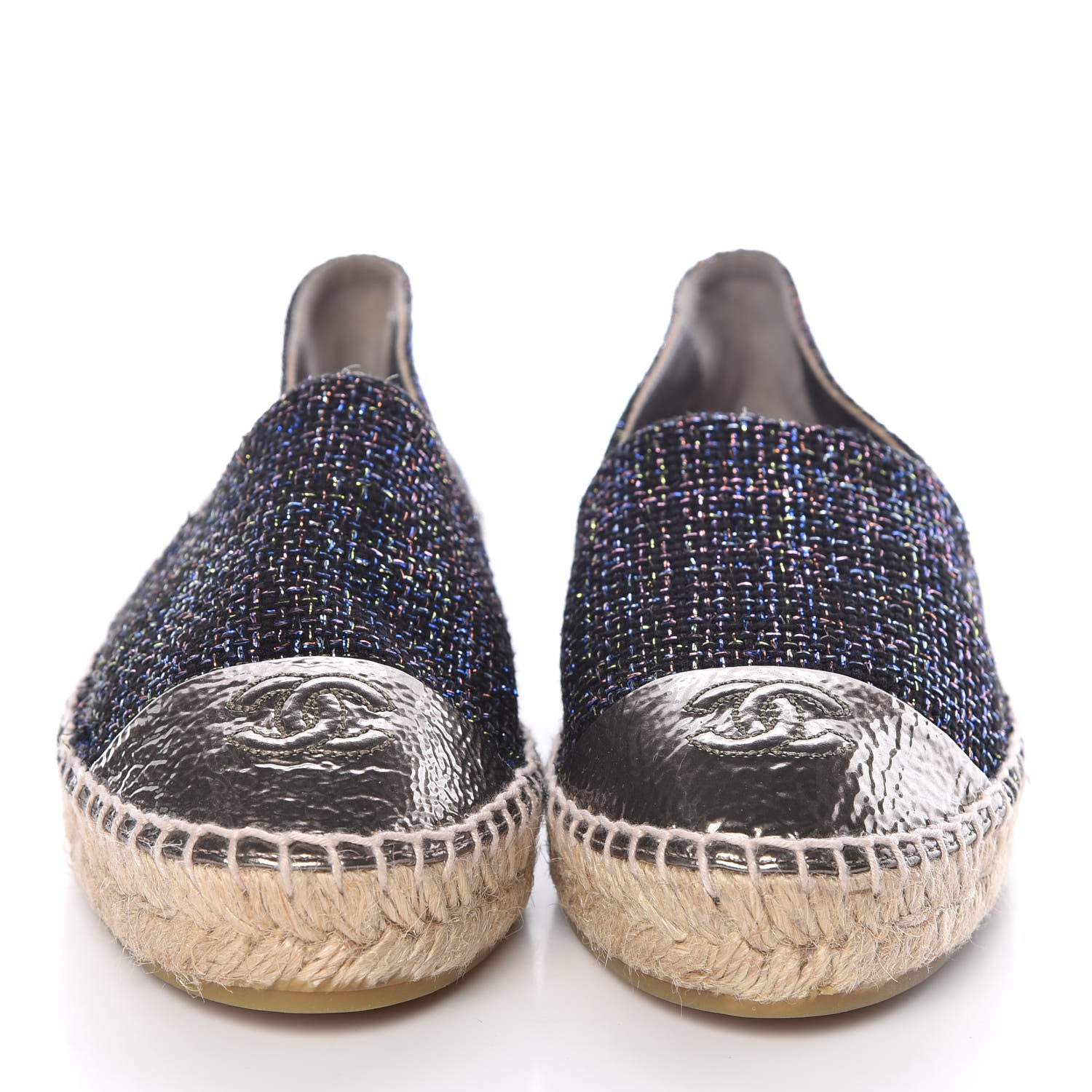 Chanel Metallic Tweed Patent CC Espadrilles 36 Black Multicolor 3 of 10