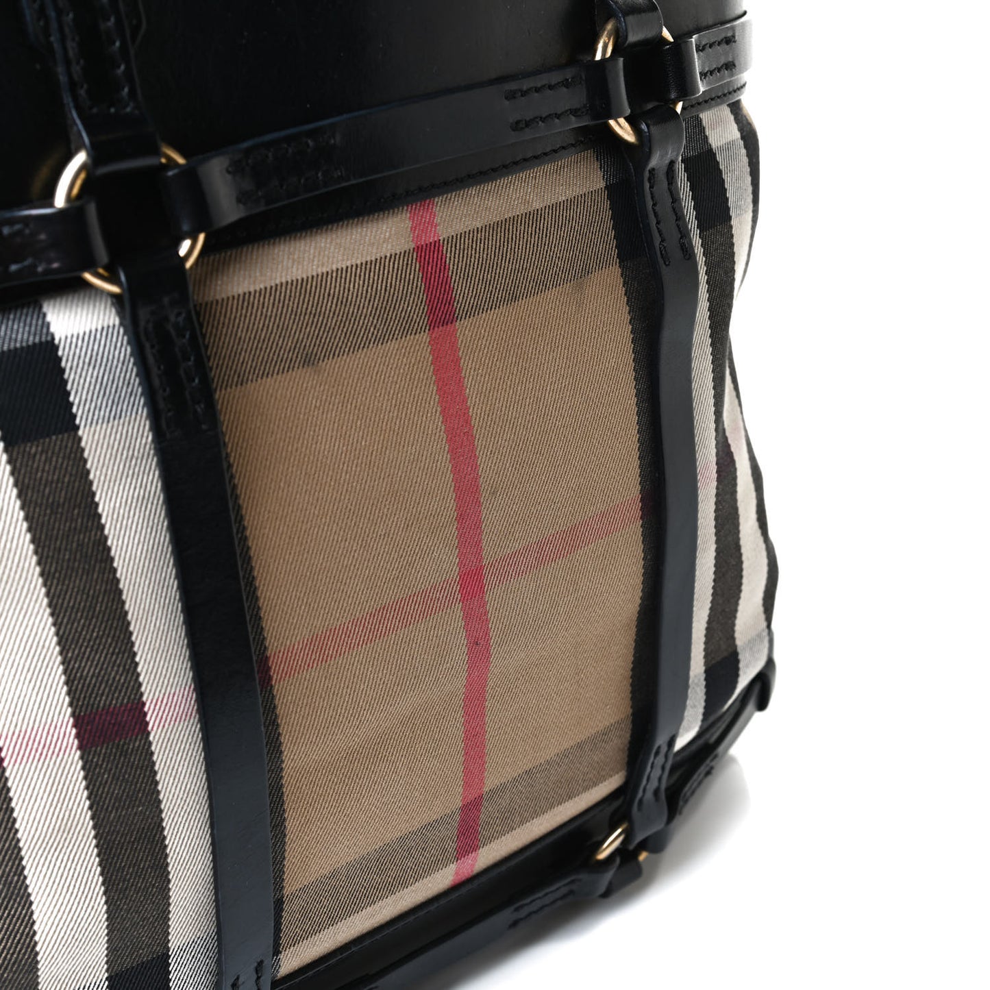 House Check Bridle Calfskin Tote Black