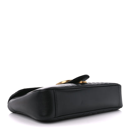 Gucci Calfskin Matelasse Medium GG Marmont Shoulder Bag Black 4 of 11