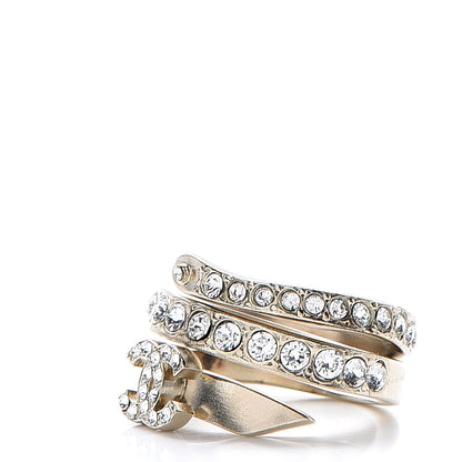 Chanel Crystal CC Ring 5.75 Gold 3 of 8