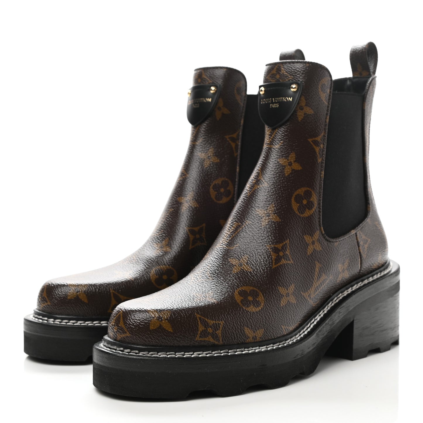 Patent Monogram LV Beaubourg Ankle Boots 37.5 Black