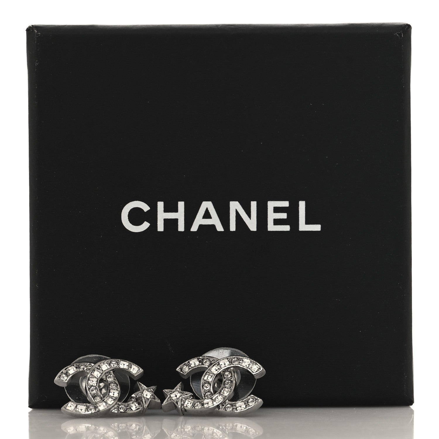 Chanel Crystal CC Starfall Earrings Silver 5 of 5