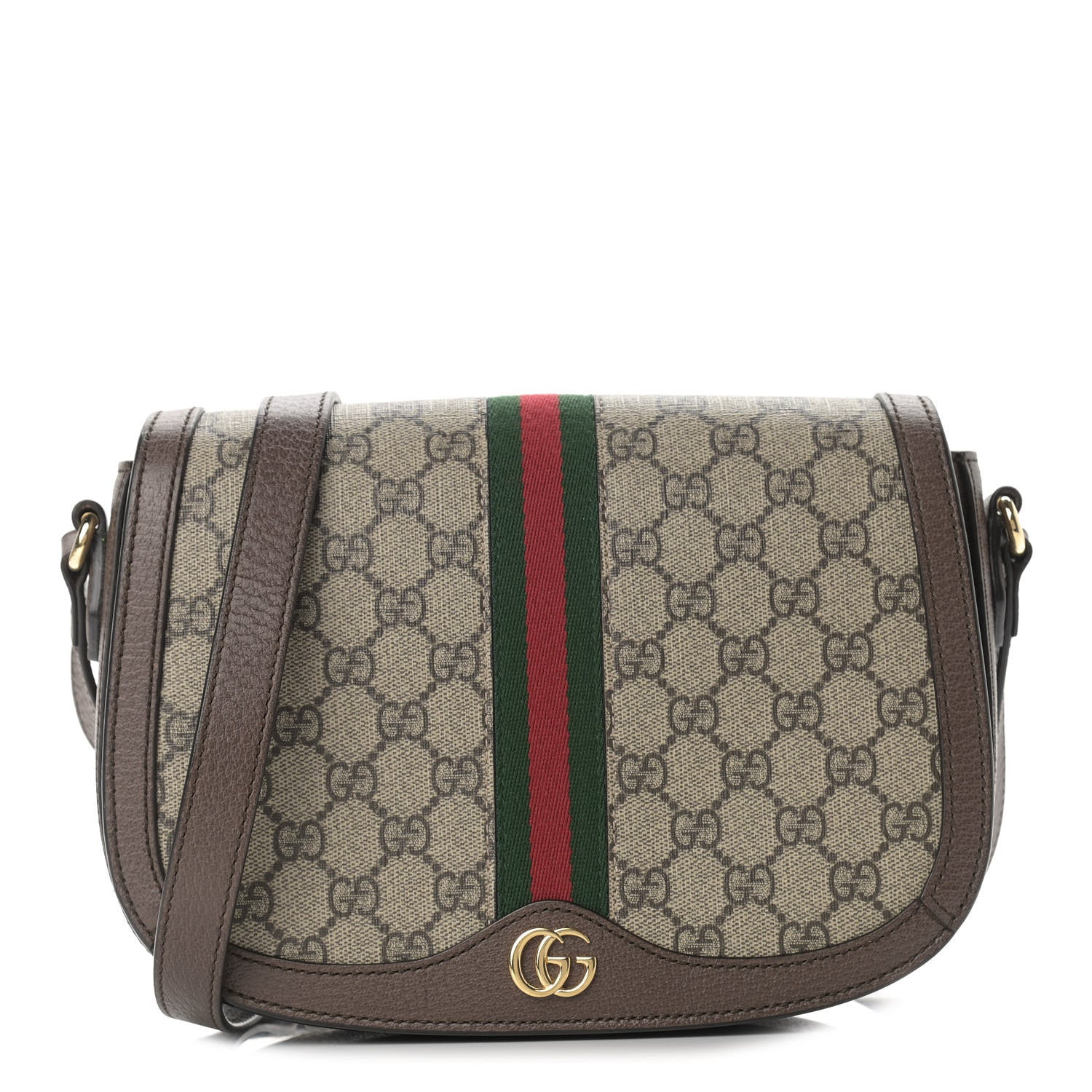 Gucci GG Supreme Monogram Web Small Ophidia Flap Messenger Bag Brown 1 of 11