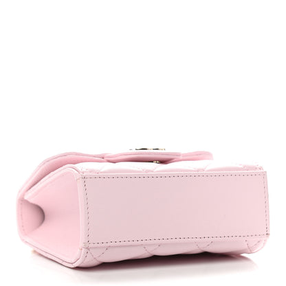 Chanel Lambskin Quilted Top Handle Clutch With Chain Light Pink 4 of 10
