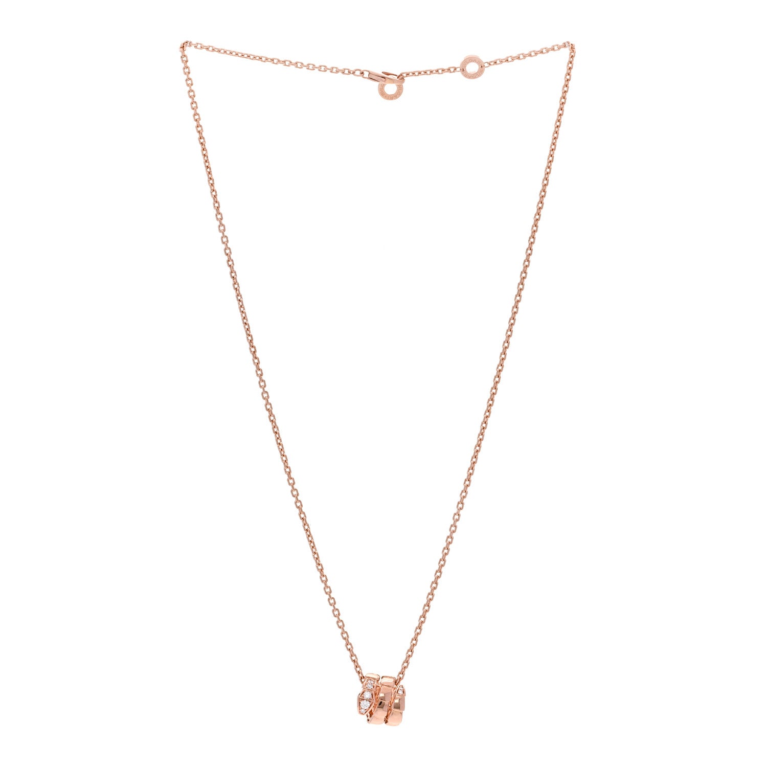 Bulgari 18K Rose Gold Diamond Serpenti Viper Demi Pave Pendant Necklace 3 of 5