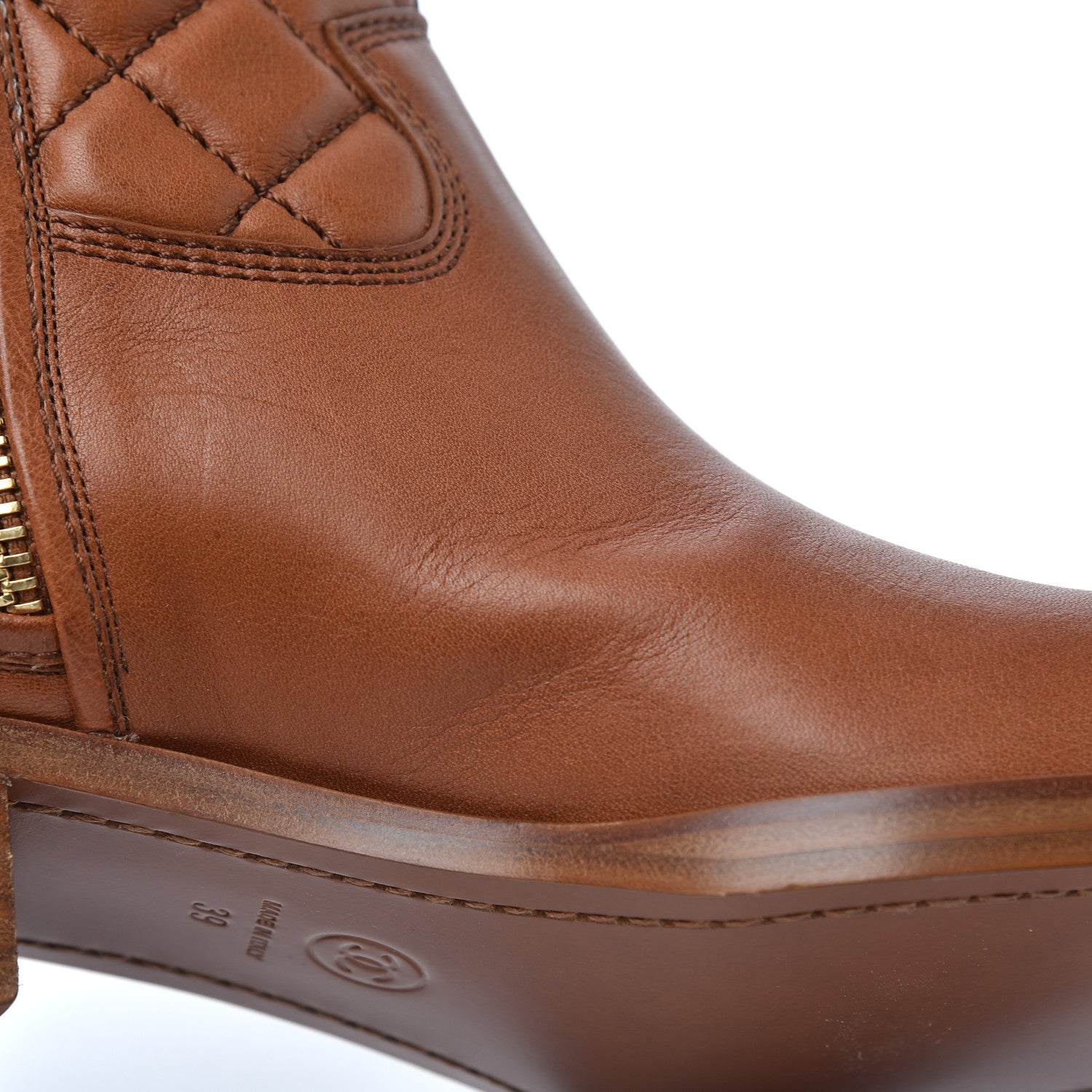 Chanel Calfskin CC Logo Mid Calf Boots 38 Caramel 14 of 20