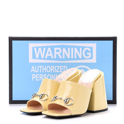 Gucci Patent Lexi Horsebit High-Heel Slide Sandals 36 Burro 9 of 9